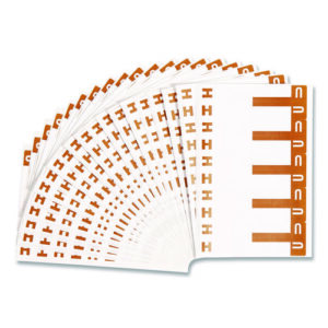 AlphaZ Color-Coded First Letter Combo Alpha Labels, H/U, 1.16 x 3.63, Dark Brown/White, 5/Sheet, 20 Sheets/Pack