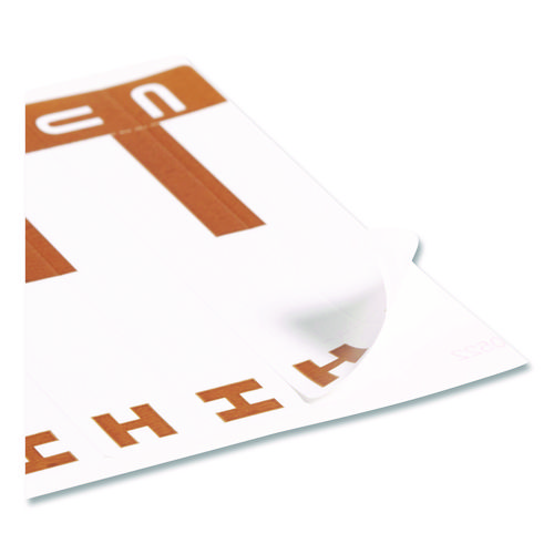 AlphaZ Color-Coded First Letter Combo Alpha Labels, H/U, 1.16 x 3.63, Dark Brown/White, 5/Sheet, 20 Sheets/Pack