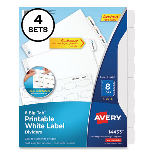 Avery Big Tab Printable Label Dividers, Easy Peel Labels, 8 Tabs