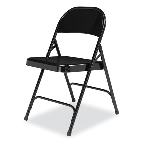 50 Series All-Steel Folding Chair, Supports Up to 500 lb, 16.75" Seat Height, Black Seat, Black Back, Black Base, 4/Carton