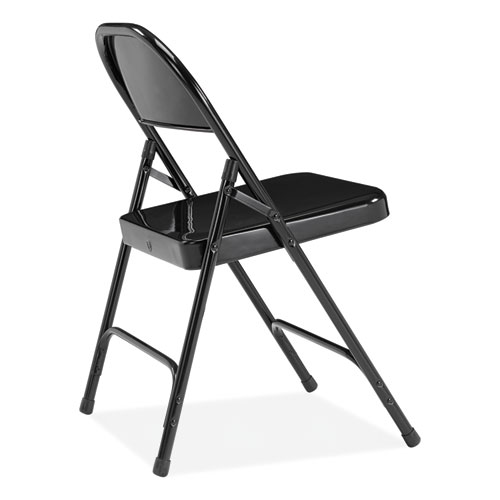 50 Series All-Steel Folding Chair, Supports Up to 500 lb, 16.75" Seat Height, Black Seat, Black Back, Black Base, 4/Carton
