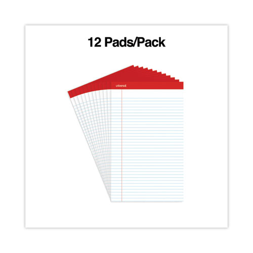 Perforated Ruled Writing Pads, Wide/Legal Rule, Red Headband, 50 White 8.5 x 14 Sheets, Dozen
