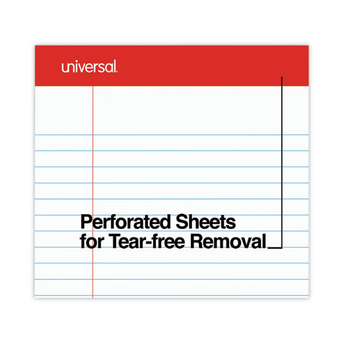 Perforated Ruled Writing Pads, Wide/Legal Rule, Red Headband, 50 White 8.5 x 14 Sheets, Dozen