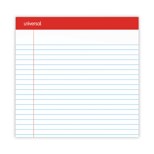 Perforated Ruled Writing Pads, Wide/Legal Rule, Red Headband, 50 White 8.5 x 14 Sheets, Dozen