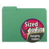 Interior File Folders, 1/3-Cut Tabs: Assorted, Letter Size, 0.75" Expansion, Green, 100/Box