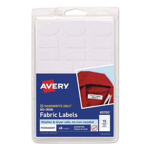 Avery No-Iron Clothing Labels - Assorted Shapes & Sizes