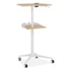 VUM Mobile Workstation, 25.25" x 19.75" x 35.5" to 47.75", Natural/White
