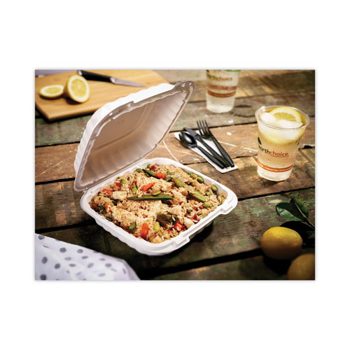 EarthChoice SmartLock Microwavable MFPP Hinged Lid Container, 8.31 x 8.35 x 3.1, White, Plastic, 200/Carton