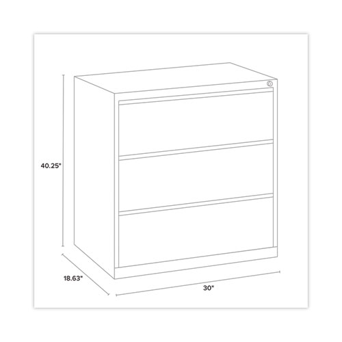 Lateral File, Three Legal/Letter/A4-Size File Drawers, 30" x 18.62" x 40.25", Black