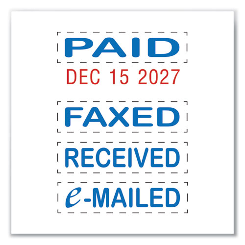 Printy Economy Micro 5-in-1 Date Stamp with Text Plates, Self-Inking, 1" x 0.75", Blue/Red