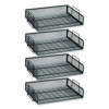 Stackable Paper Desk Tray Organizer, Letter Size, 9.75 x 14 x 3.25, Black, 4/Pack
