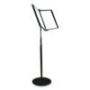 Floor Display Document Stand, 25" to 44" Tall, 10 Panels with Black Borders, Black Base