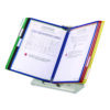 Antimicrobial Desktop Reference and Display System, 10 Panels with Assorted Borders, White Base