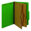 Pressboard Classification Folders with Two Full-Pocket Dividers, 2.5" Expansion, 6 Fasteners, Legal Size, Dark Green, 10/Box