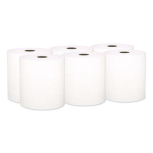 Hard Roll Paper Towels with Premium Absorbency Pockets, 1-Ply, 8" x 600 ft, 1.75" Core, White, 6 Rolls/Carton