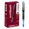 VISION ELITE Hybrid Gel Pen, Stick, Extra-Fine 0.5 mm, Blue Ink, Black/Blue/Clear Barrel