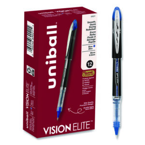 VISION ELITE Hybrid Gel Pen, Stick, Extra-Fine 0.5 mm, Blue Ink, Black/Blue/Clear Barrel