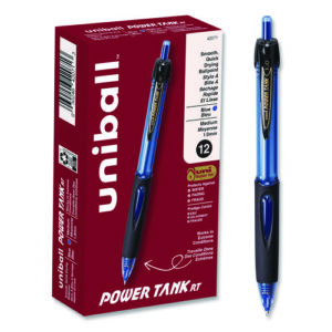 Power Tank RT Ballpoint Pen, Retractable, Bold 1 mm, Blue Ink, Translucent Blue/Black Barrel, Dozen