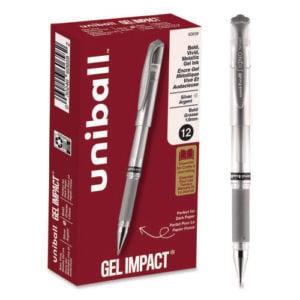 IMPACT Gel Pen, Stick, Medium 1 mm, Silver Metallic Ink, Silver Barrel