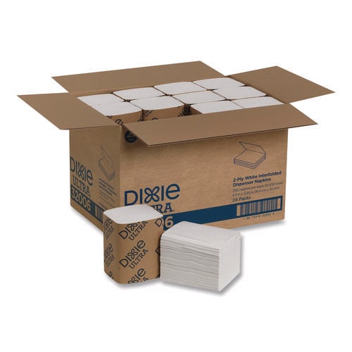 Interfold Napkin Refills Two-Ply, 6 1/2" x 9 7/8", White, 6000/Carton