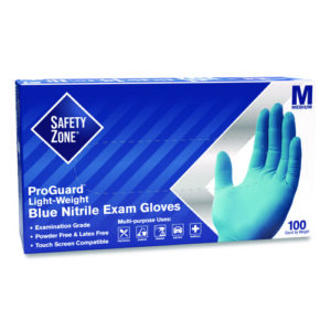 ProGuard Nitrile Gloves, Powder-Free, 3 mil, Blue, Medium, 1,000/Carton