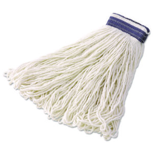 Looped-End Mop Head, Rayon, 24oz, White, 12/Carton