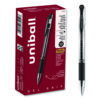 Signo GRIP Gel Pen, Stick, Medium 0.7 mm, Black Ink, Clear/Black/Silver Barrel, Dozen