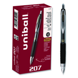 Signo 207 Gel Pen, Retractable, Fine 0.5 mm, Black Ink, Smoke/Black Barrel, Dozen