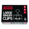 Binder Clips, Large, Black/Silver, Dozen