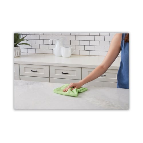 Boardwalk® Microfiber Cleaning Cloths, Green, 24 Cloths (BWK16GRECLOTHV2)