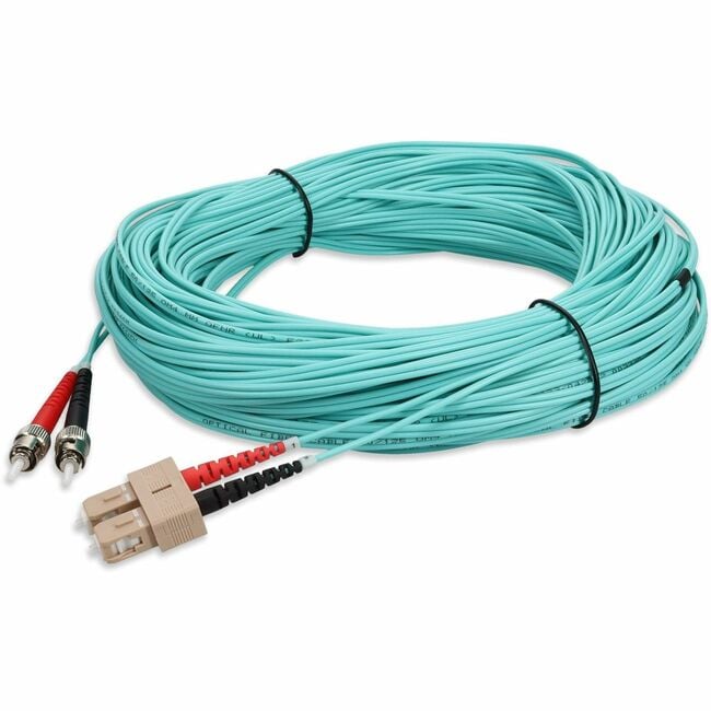 AddOn 40m SC (Male) to ST (Male) Aqua OM4 Duplex Fiber OFNR (Riser-Rated) Patch Cable - Image 2