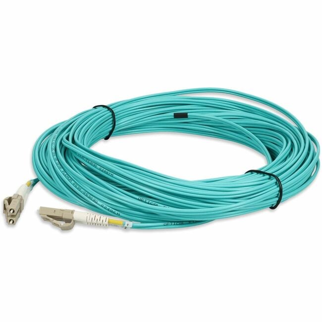 AddOn 24m LC (Male) to LC (Male) Straight Aqua OM4 Duplex Plenum Fiber Patch Cable - Image 2