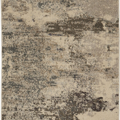 3' X 5' Ivory And Grey Abstract Power Loom Non Skid Area Rug