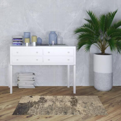3' X 5' Ivory And Grey Abstract Power Loom Non Skid Area Rug