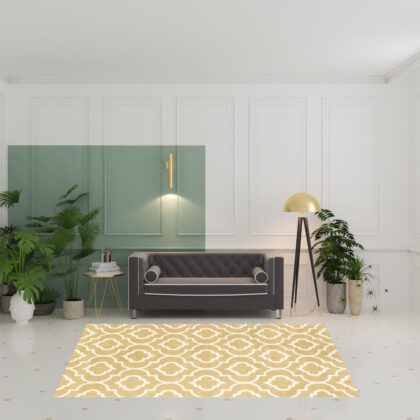 6' X 9' Gold And Ivory Geometric Power Loom Stain Resistant Area Rug