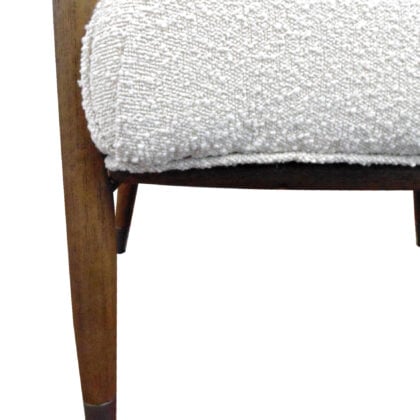 29" Ivory Polyester Blend And Brown Solid Color Arm Chair
