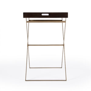 27" Gold And Walnut Solid Wood Rectangular End Table