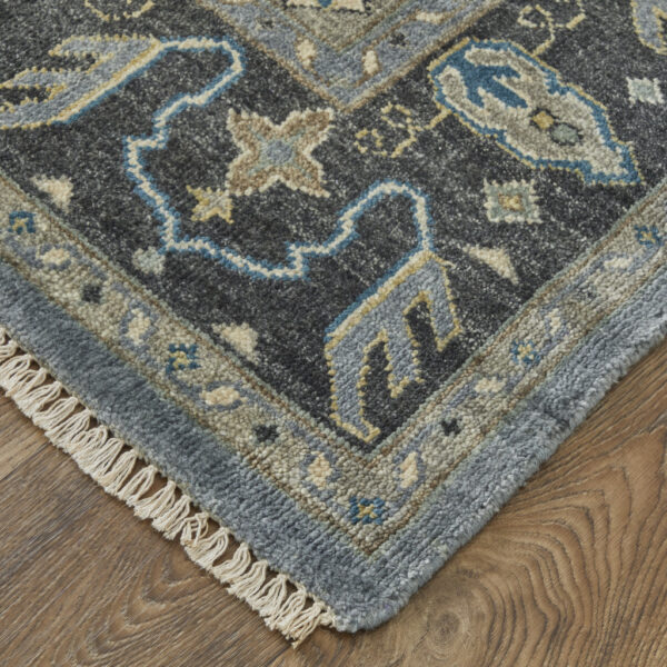 10' X 13' Blue Gray And Taupe Wool Floral Hand Knotted Stain Resistant Area Rug