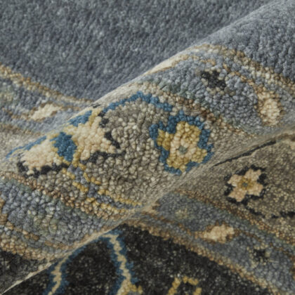 10' X 13' Blue Gray And Taupe Wool Floral Hand Knotted Stain Resistant Area Rug