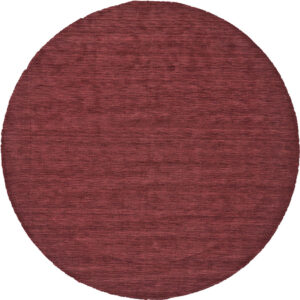 8' Red Round Wool Hand Woven Stain Resistant Area Rug