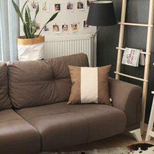 18" X 18" Brown And Grey Geometric Zippered Handmade Polyester Throw Pillow Cover