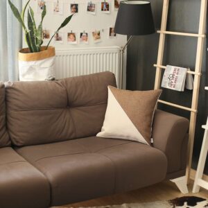 18" X 18" Ivory And Brown Geometric Zippered Handmade Polyester Throw Pillow Cover