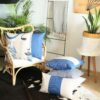18" X 18" Blue And Black Abstract Zippered Handmade Polyester Throw Pillow Cover