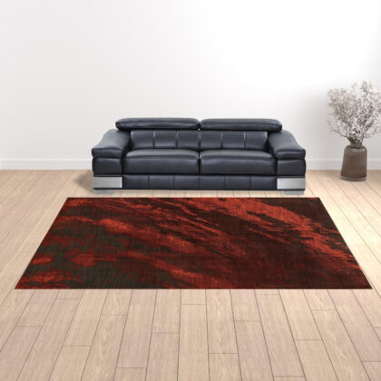 10' X 13' Red And Grey Abstract Power Loom Stain Resistant Area Rug
