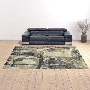 10' X 13' Blue And Grey Abstract Power Loom Stain Resistant Area Rug