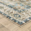 2' X 8' Blue Gold Brown Green And Salmon Oriental Printed Stain Resistant Non Skid Runner Rug