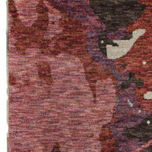 2' X 8' Red And Beige Abstract Power Loom Stain Resistant Runner Rug