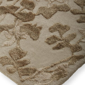 5' X 8' Ivory Tan And Gold Wool Floral Tufted Handmade Area Rug