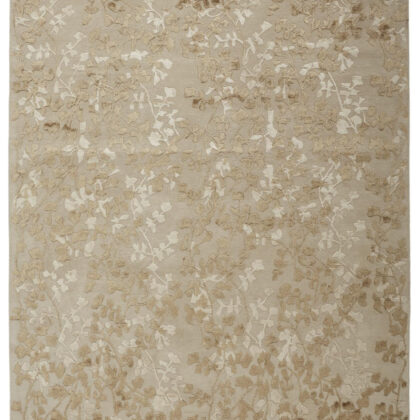 5' X 8' Ivory Tan And Gold Wool Floral Tufted Handmade Area Rug