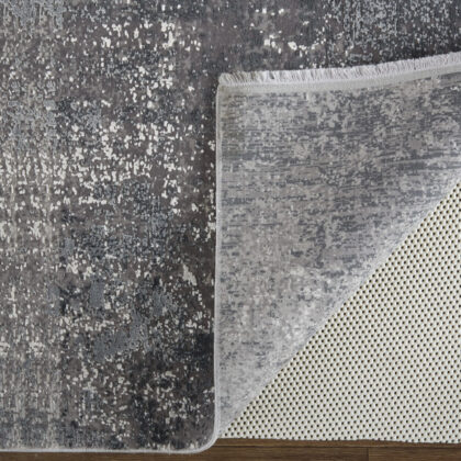 Gray Black And Silver Abstract Power Loom Distressed Area Rug